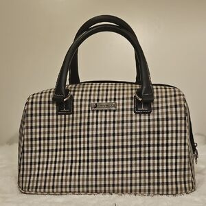 London Fog Plaid Black & Cream Satchel Handbag